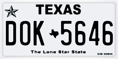 TX license plate DOK5646