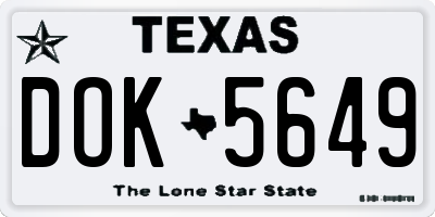 TX license plate DOK5649