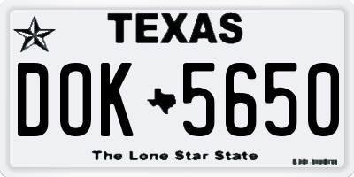 TX license plate DOK5650