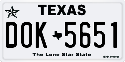TX license plate DOK5651