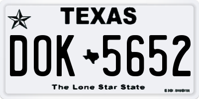 TX license plate DOK5652