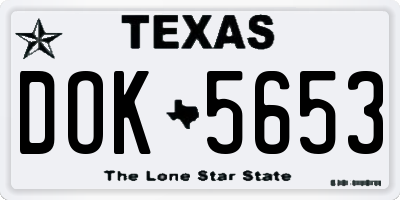 TX license plate DOK5653