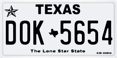 TX license plate DOK5654