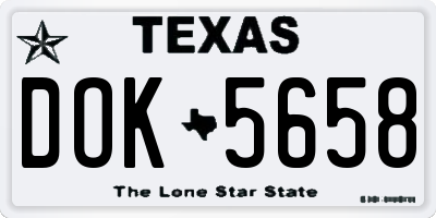 TX license plate DOK5658