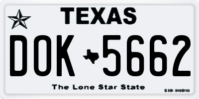 TX license plate DOK5662