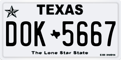 TX license plate DOK5667