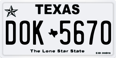 TX license plate DOK5670