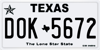 TX license plate DOK5672