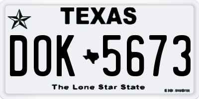 TX license plate DOK5673
