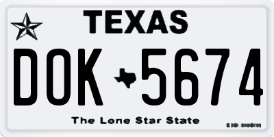 TX license plate DOK5674