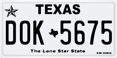 TX license plate DOK5675