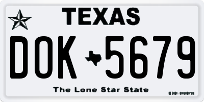 TX license plate DOK5679
