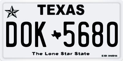 TX license plate DOK5680