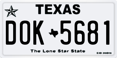TX license plate DOK5681