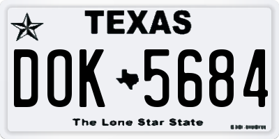 TX license plate DOK5684