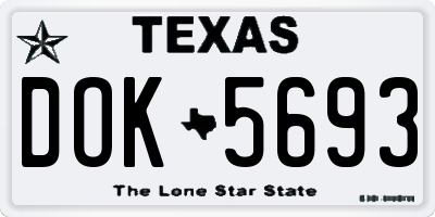 TX license plate DOK5693