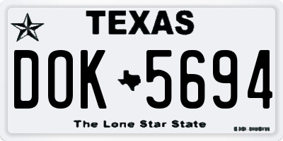 TX license plate DOK5694