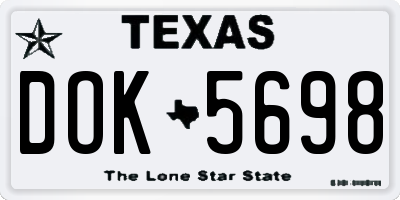 TX license plate DOK5698