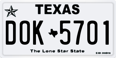 TX license plate DOK5701