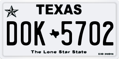 TX license plate DOK5702