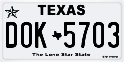 TX license plate DOK5703