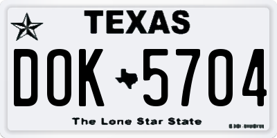 TX license plate DOK5704