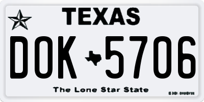 TX license plate DOK5706