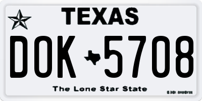 TX license plate DOK5708