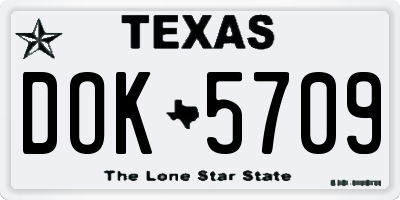 TX license plate DOK5709