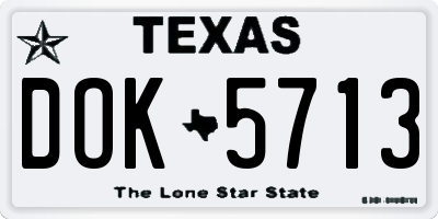 TX license plate DOK5713