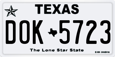 TX license plate DOK5723