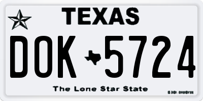 TX license plate DOK5724