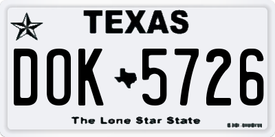 TX license plate DOK5726