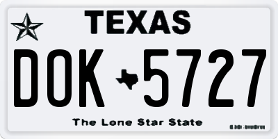 TX license plate DOK5727