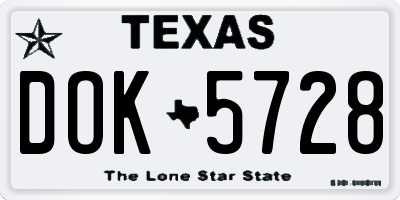 TX license plate DOK5728