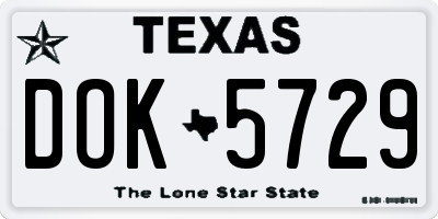 TX license plate DOK5729