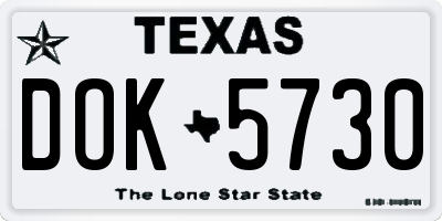 TX license plate DOK5730