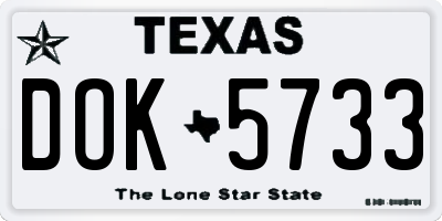 TX license plate DOK5733