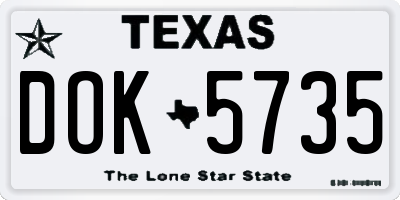 TX license plate DOK5735