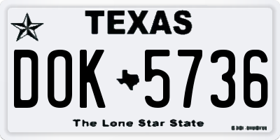 TX license plate DOK5736