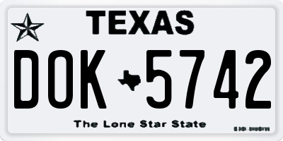 TX license plate DOK5742