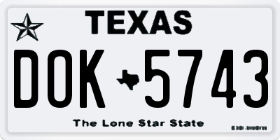 TX license plate DOK5743