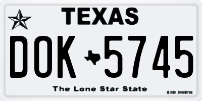 TX license plate DOK5745