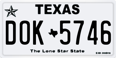 TX license plate DOK5746