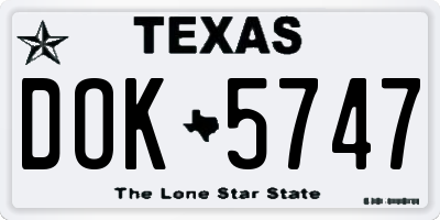 TX license plate DOK5747