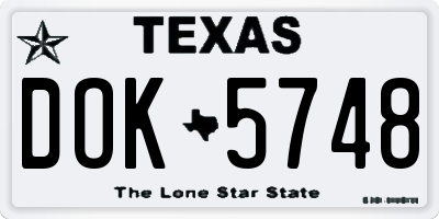 TX license plate DOK5748