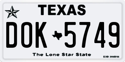 TX license plate DOK5749
