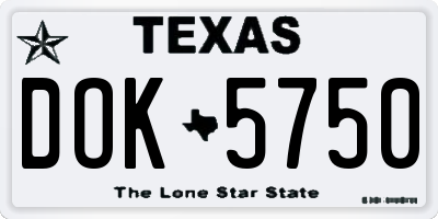 TX license plate DOK5750
