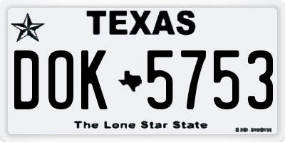 TX license plate DOK5753