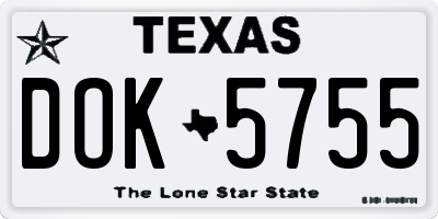 TX license plate DOK5755